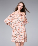 Flowers Printed silk crepe mini  dress